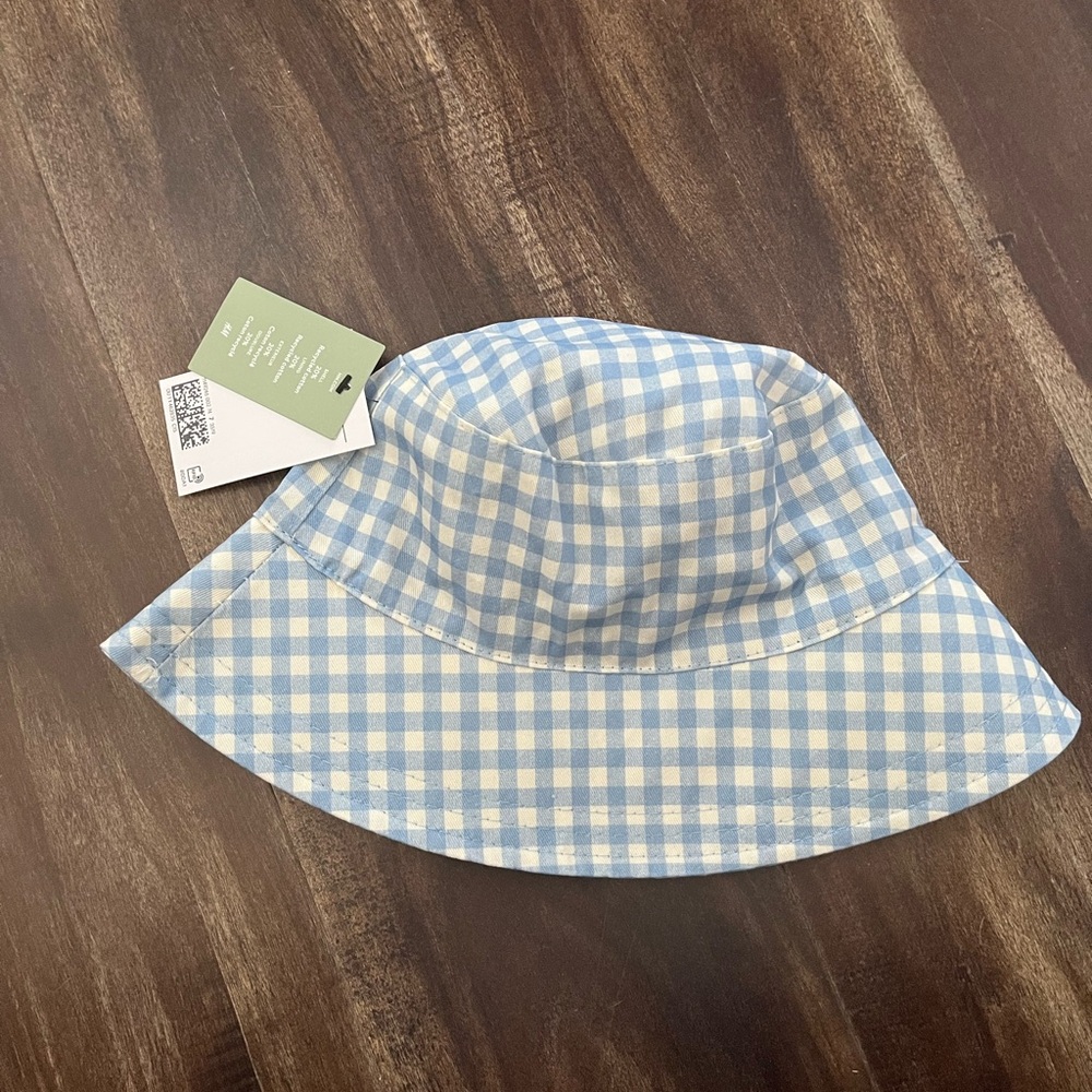 Blue and White Checkered Kids Sun Hat